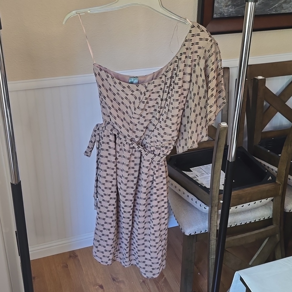 Poema one shoulder brown midi dress